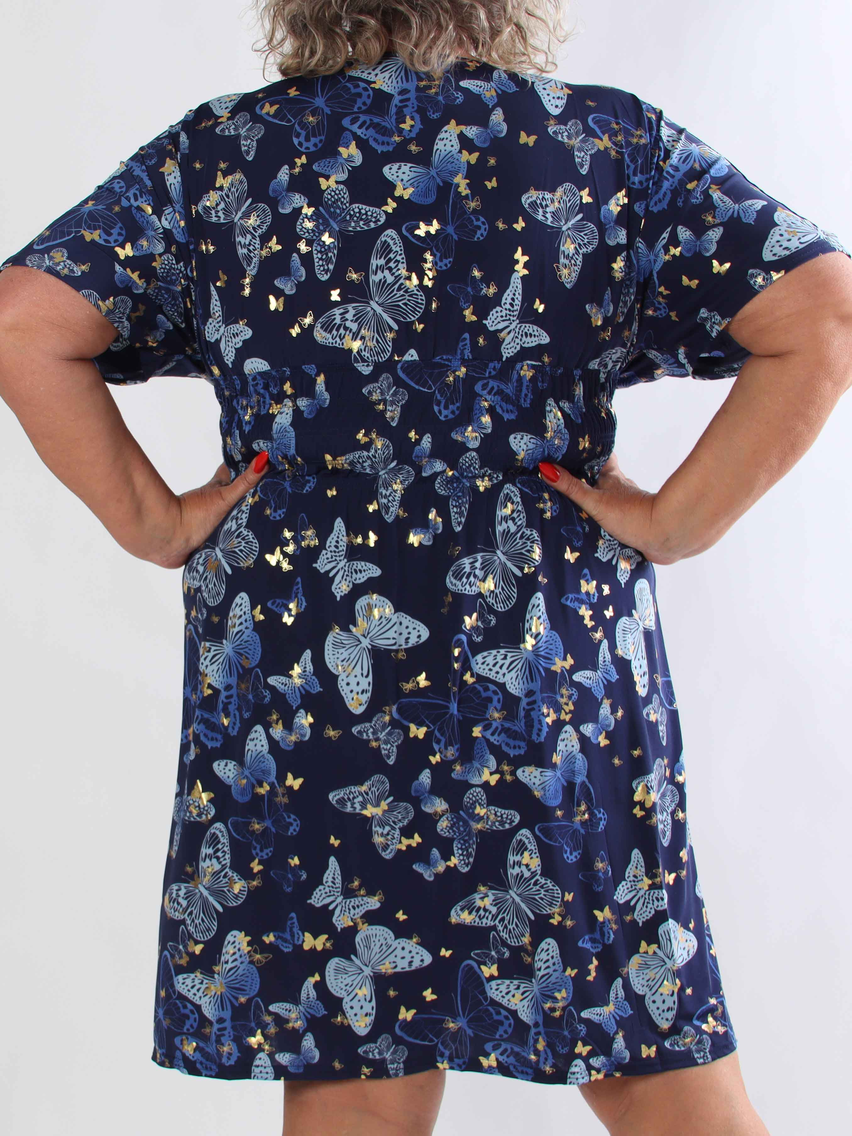 Pams Butterfly Short - Elastisk plus size klänning med fjärilstryck